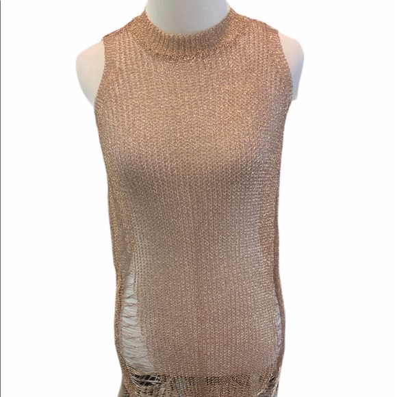 ROSE 🌹 GOLD METALLIC TOP OR COVER UP - Picture 2 of 8